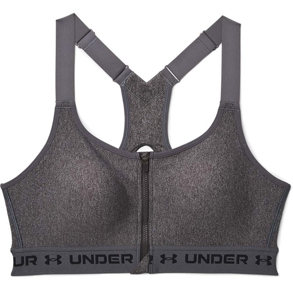 (1724) Under Armour Women's High Crossback Heather Zip Bra Gray NWT - Picture 5 of 8